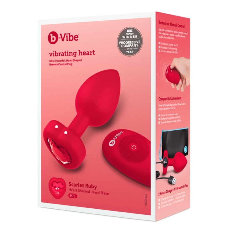 b-Vibe Vibrating Heart Plug - Glamorous Jeweled Anal Plug with 15 Patterns
