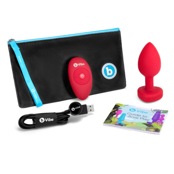 b-Vibe Vibrating Heart Plug - Glamorous Jeweled Anal Plug with 15 Patterns