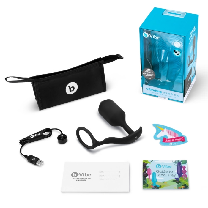 b-Vibe Vibrating Snug & Tug - 2-in-1 Vibrating Butt Plug & Cock Ring with 6 Patterns