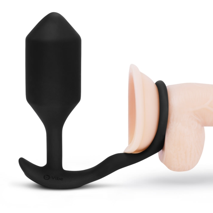b-Vibe Vibrating Snug & Tug - 2-in-1 Vibrating Butt Plug & Cock Ring with 6 Patterns