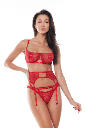 Anais Lingerie Set with Garter Belt - 3-Piece Lace Collection Model 195251