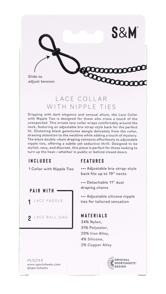 Lace Collar with Nipple Ties - Black