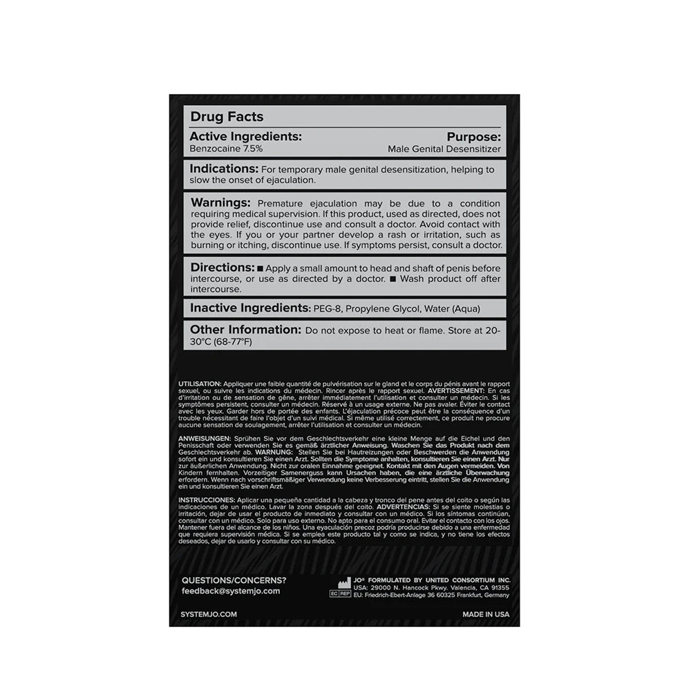 JO Prolonger Benzocaine Desensitizing Spray 2 oz