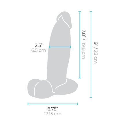 b-Vibe Slipskin Realistic Silicone Dildo - dimensions