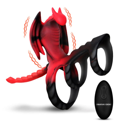 Dragon Flight Vibrating Cock Ring - Fantasy Dragon Design with Remote