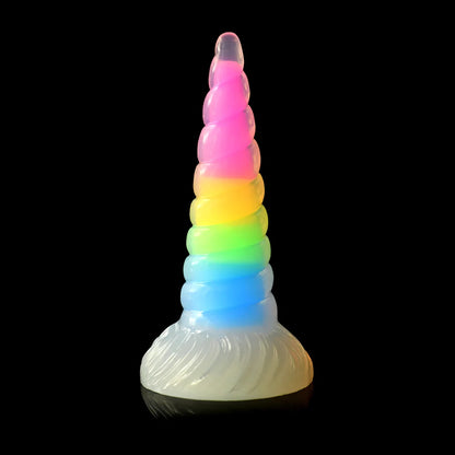 Creature Cocks Uni-Glow - Glow-in-the-Dark Rainbow Unicorn Horn Dildo