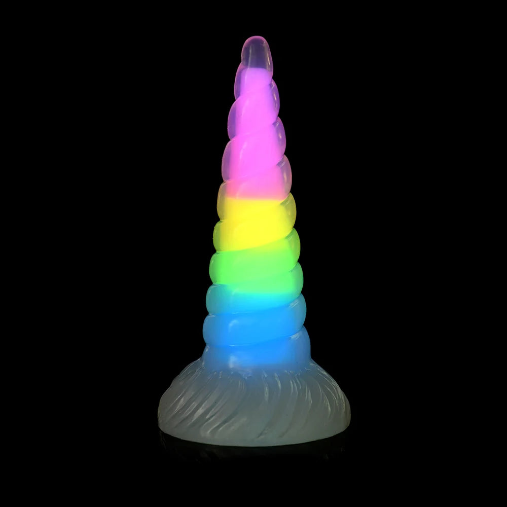 Creature Cocks Uni-Glow - Glow-in-the-Dark Rainbow Unicorn Horn Dildo