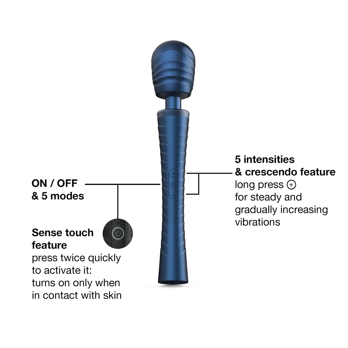Man Wan Edgy Vibrating Wand - Stellar Blue