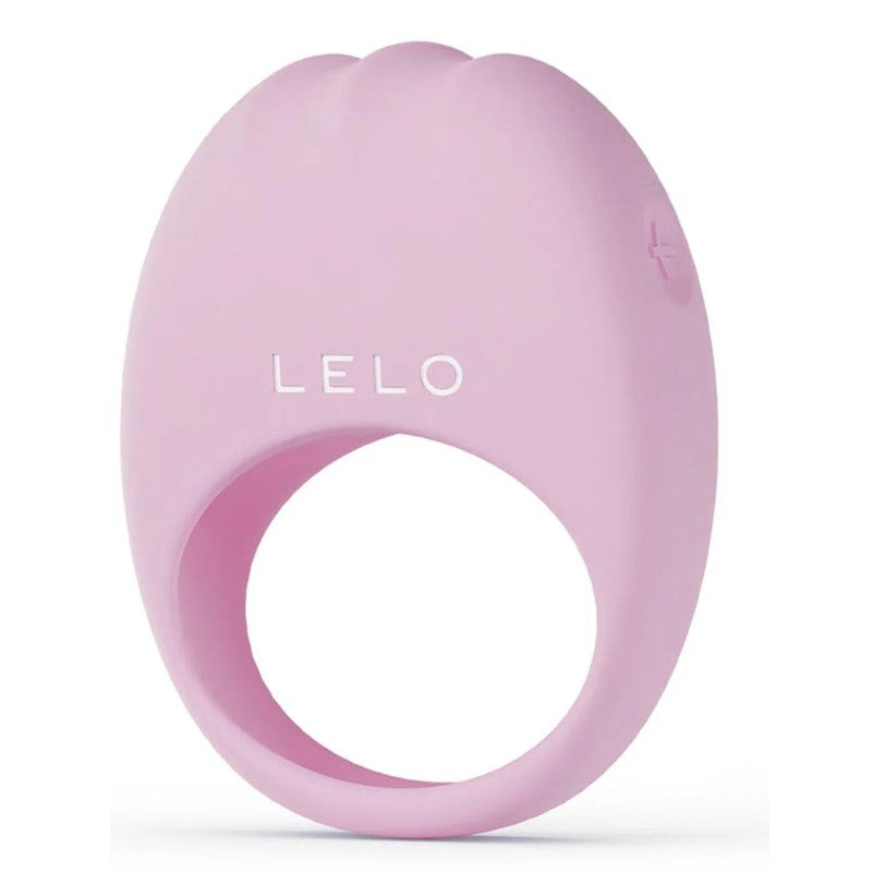 Pink silicone ring with 'LELO' branding on a white background