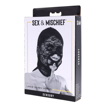 Sex & Mischief Lace Hush Hood - Black Sheer Floral