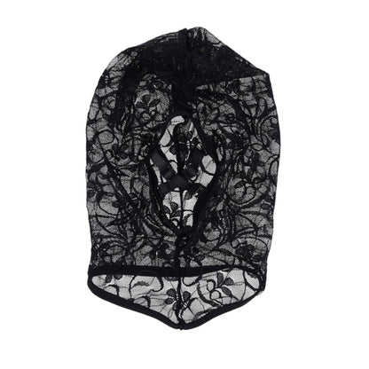 Sex & Mischief Lace Hush Hood - Black Sheer Floral