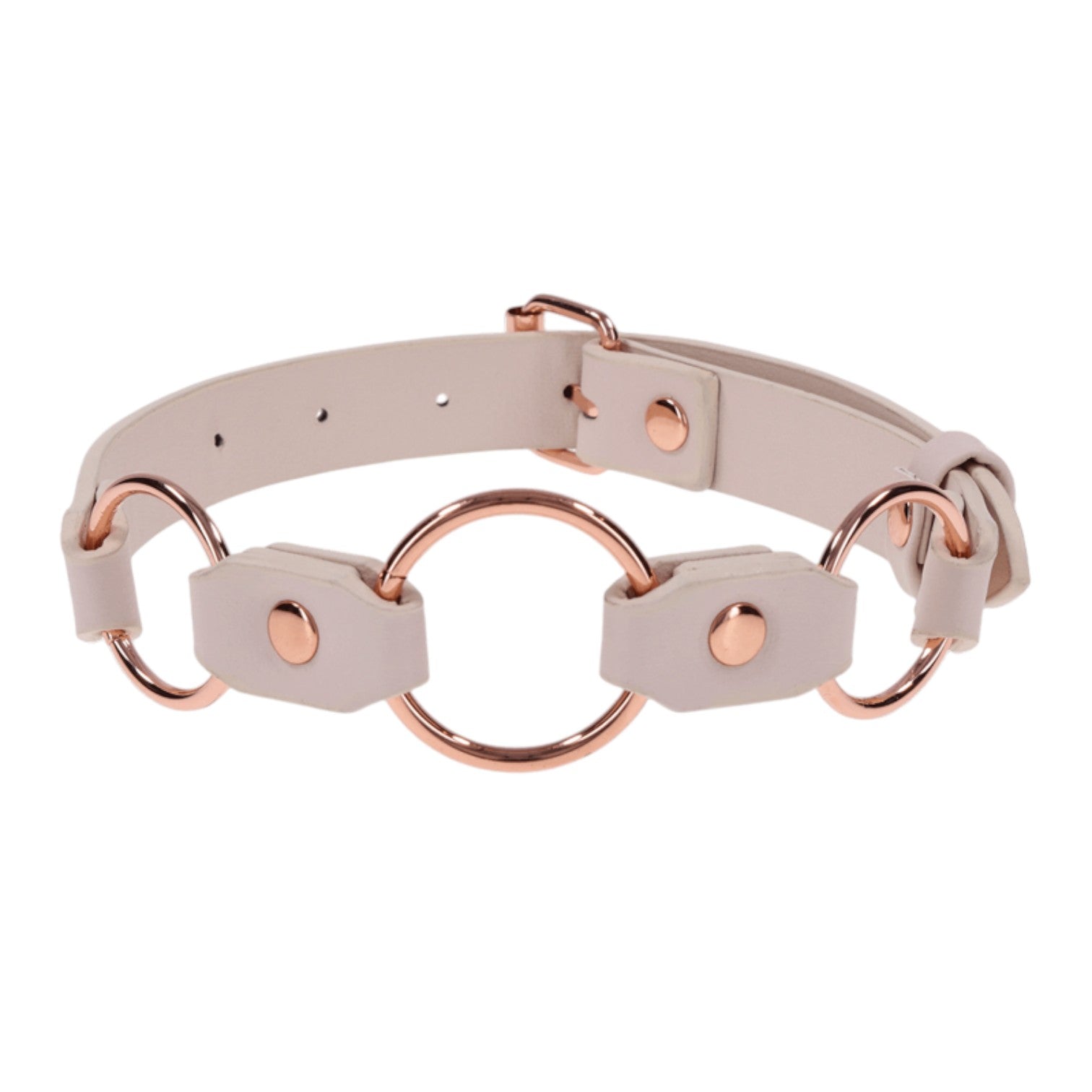 Sex & Mischief Peaches 'N CreaMe Ring Day Collar - Rose Gold Faux Leather