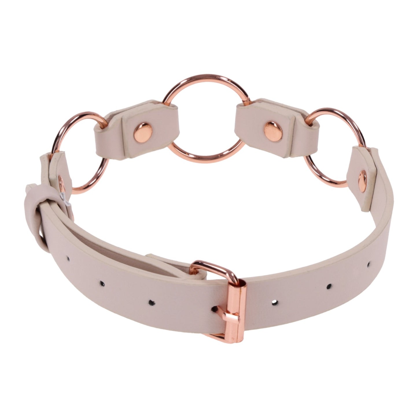 Sex & Mischief Peaches 'N CreaMe Ring Day Collar - Rose Gold Faux Leather