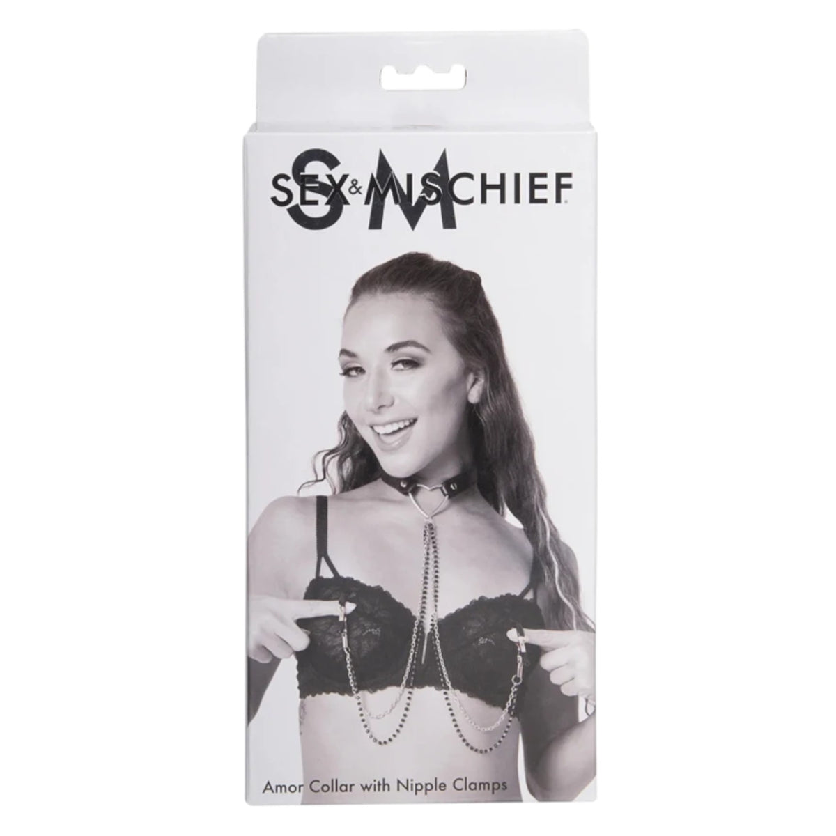 Sex & Mischief Amor Collar Nipple Clamps - Heart Choker