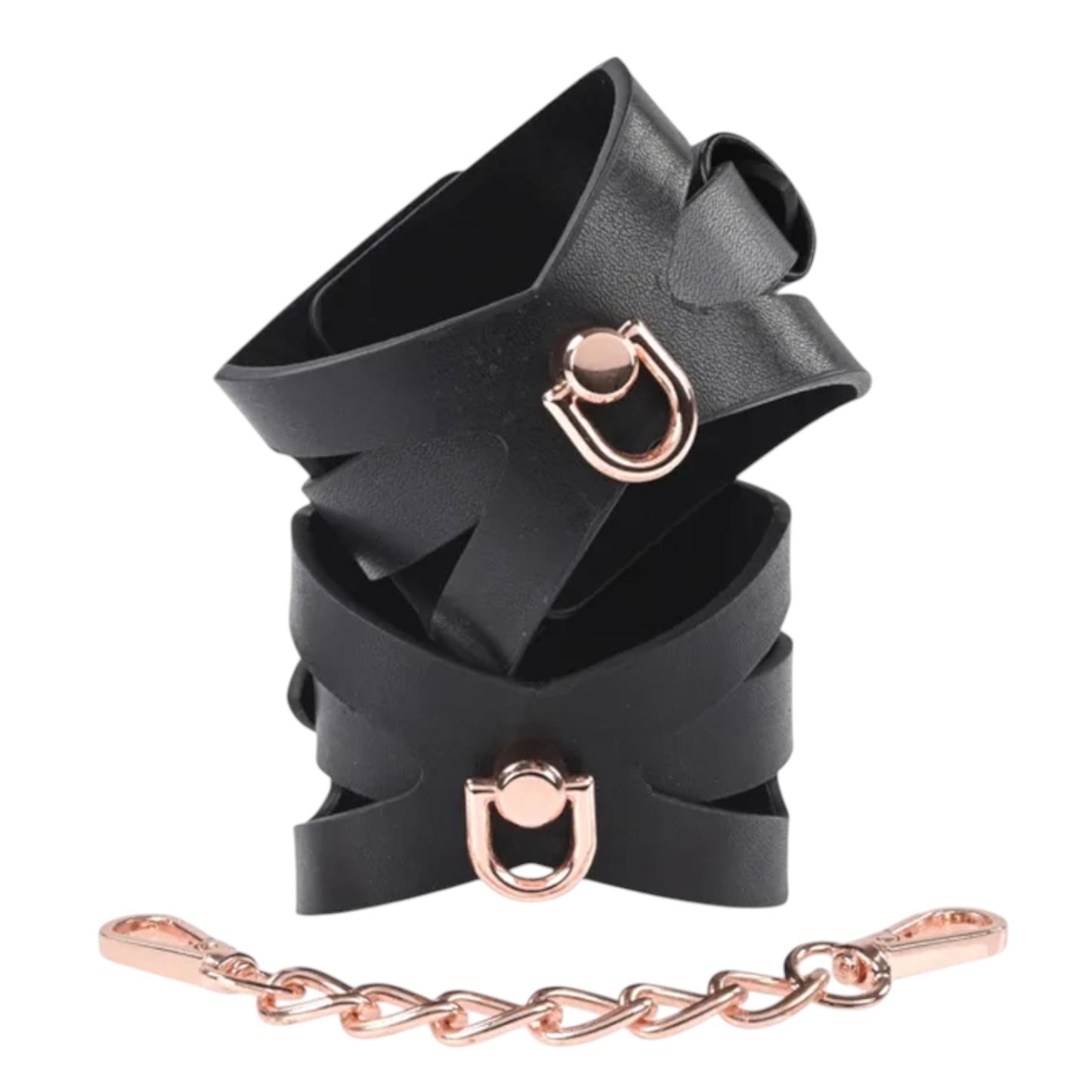 Sex & Mischief Brat Handcuffs - Rose Gold & Black