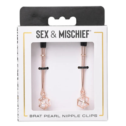 Sex & Mischief Brat Pearl Nipple Clips - Rose Gold