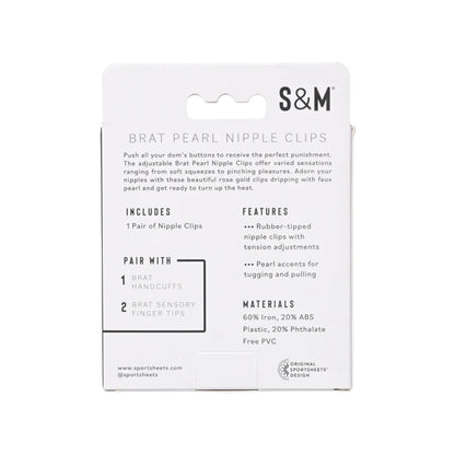 Sex & Mischief Brat Pearl Nipple Clips - Rose Gold
