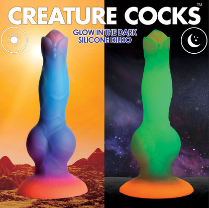 Creature Cocks Space Glow - Cosmic Wolf Glow-in-the-Dark Silicone Dildo