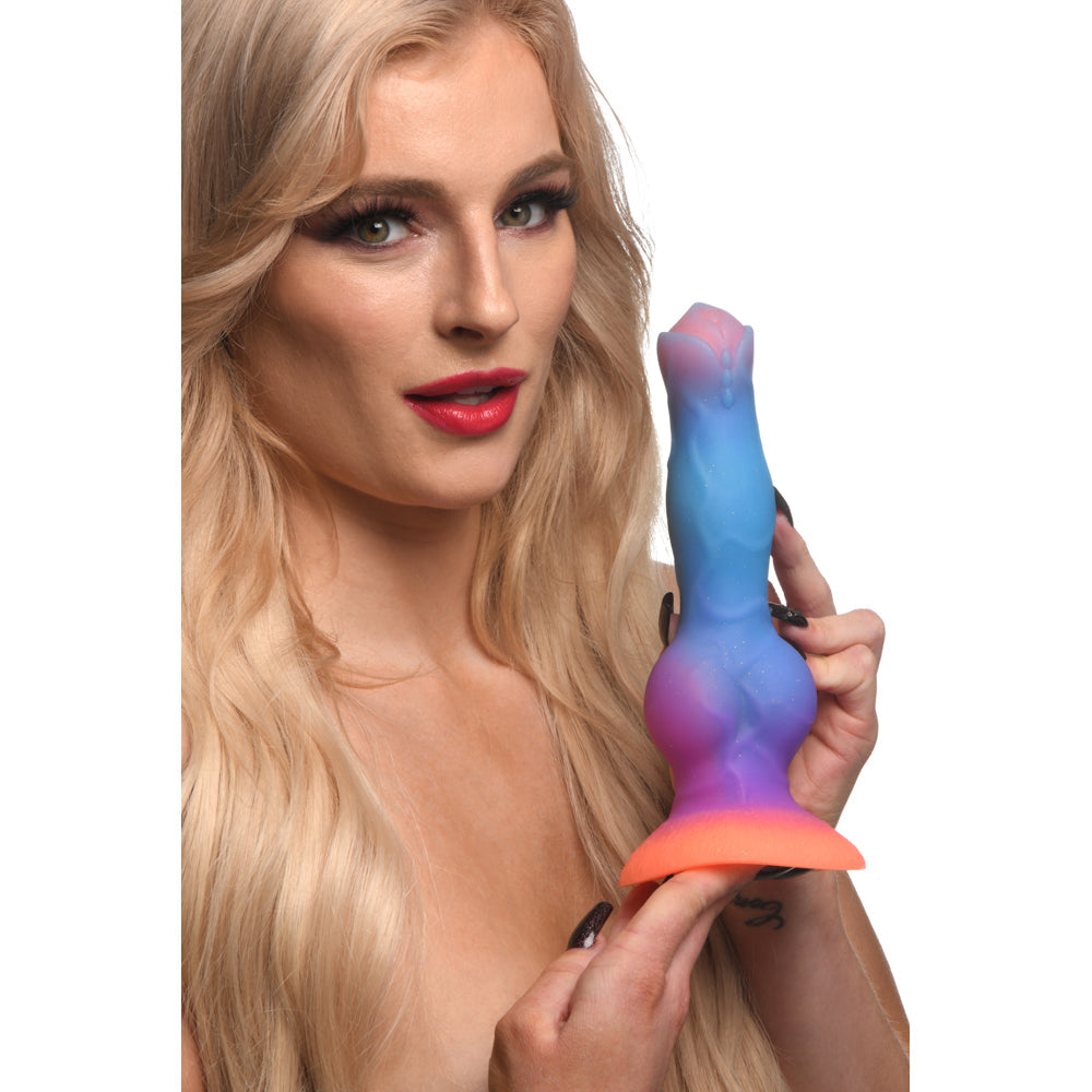 Creature Cocks Space Glow - Cosmic Wolf Glow-in-the-Dark Silicone Dildo