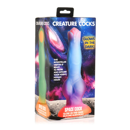 Creature Cocks Space Glow - Cosmic Wolf Glow-in-the-Dark Silicone Dildo