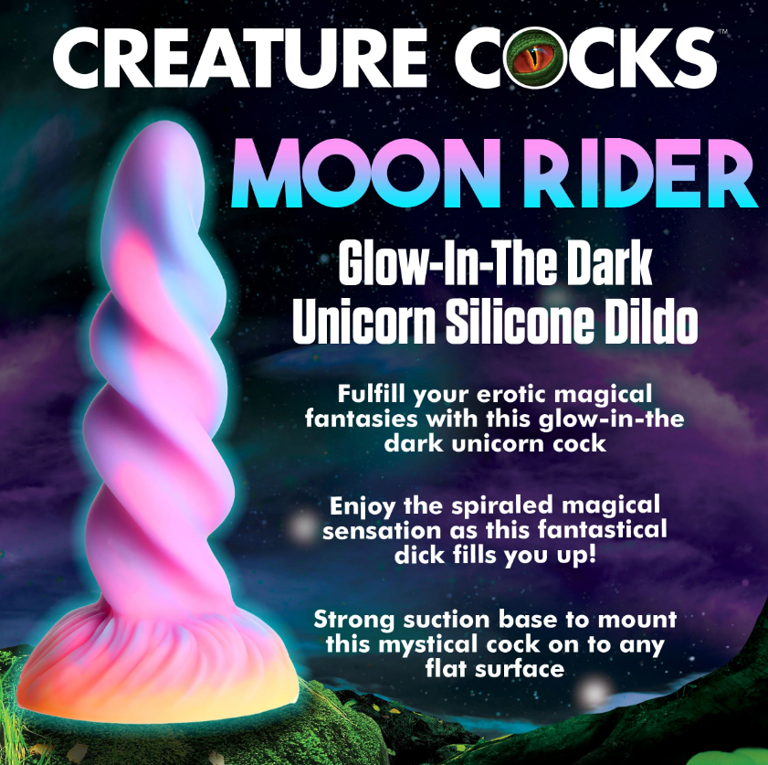 Creature Cocks Moon Rider - Glow-in-the-Dark Unicorn Horn Dildo