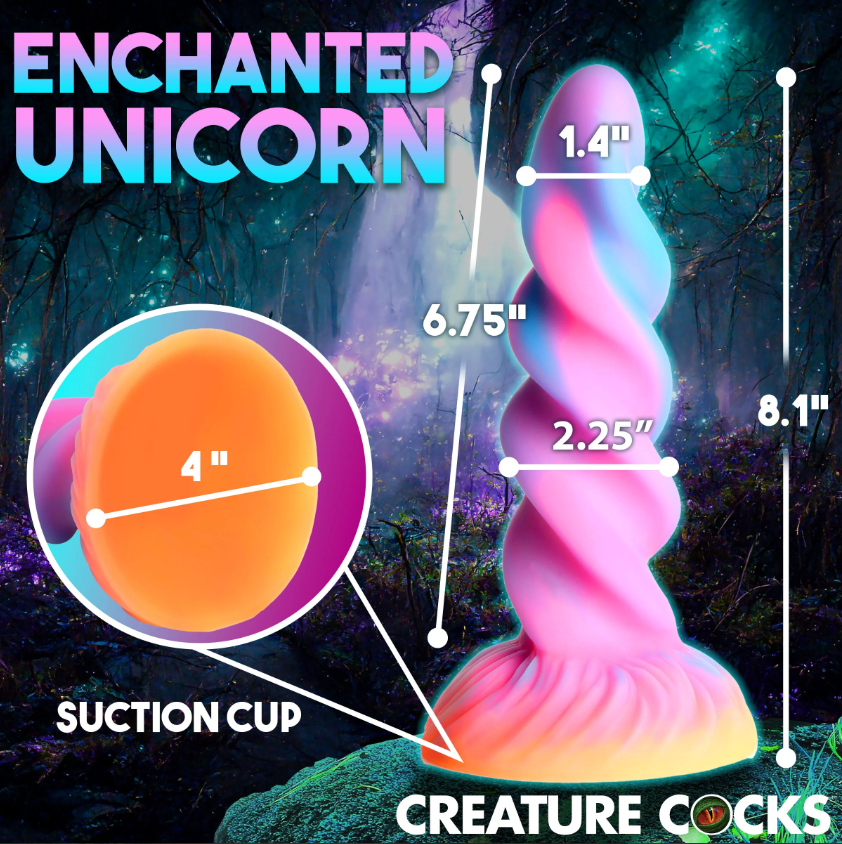 Creature Cocks Moon Rider - Glow-in-the-Dark Unicorn Horn Dildo