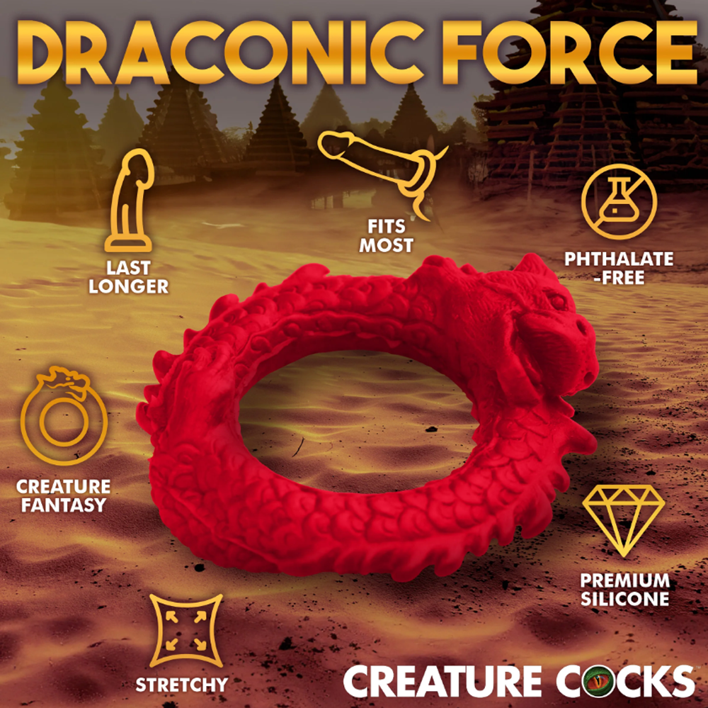 Creature Cocks Rise of the Dragon - Red Dragon Fantasy Silicone Cock Ring