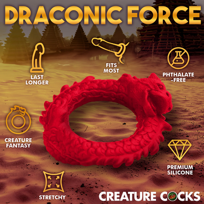 Creature Cocks Rise of the Dragon - Red Dragon Fantasy Silicone Cock Ring