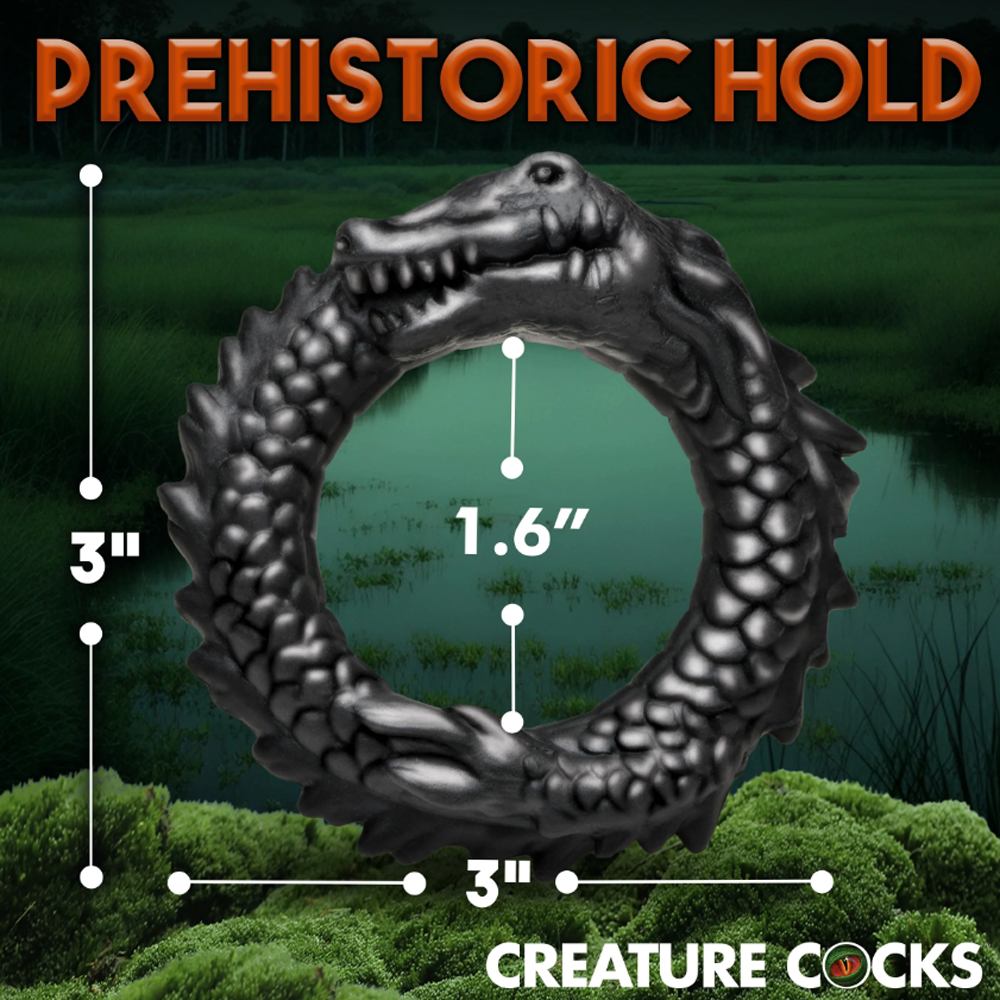 Creature Cocks Black Caiman - Fantasy Silicone Cock Ring