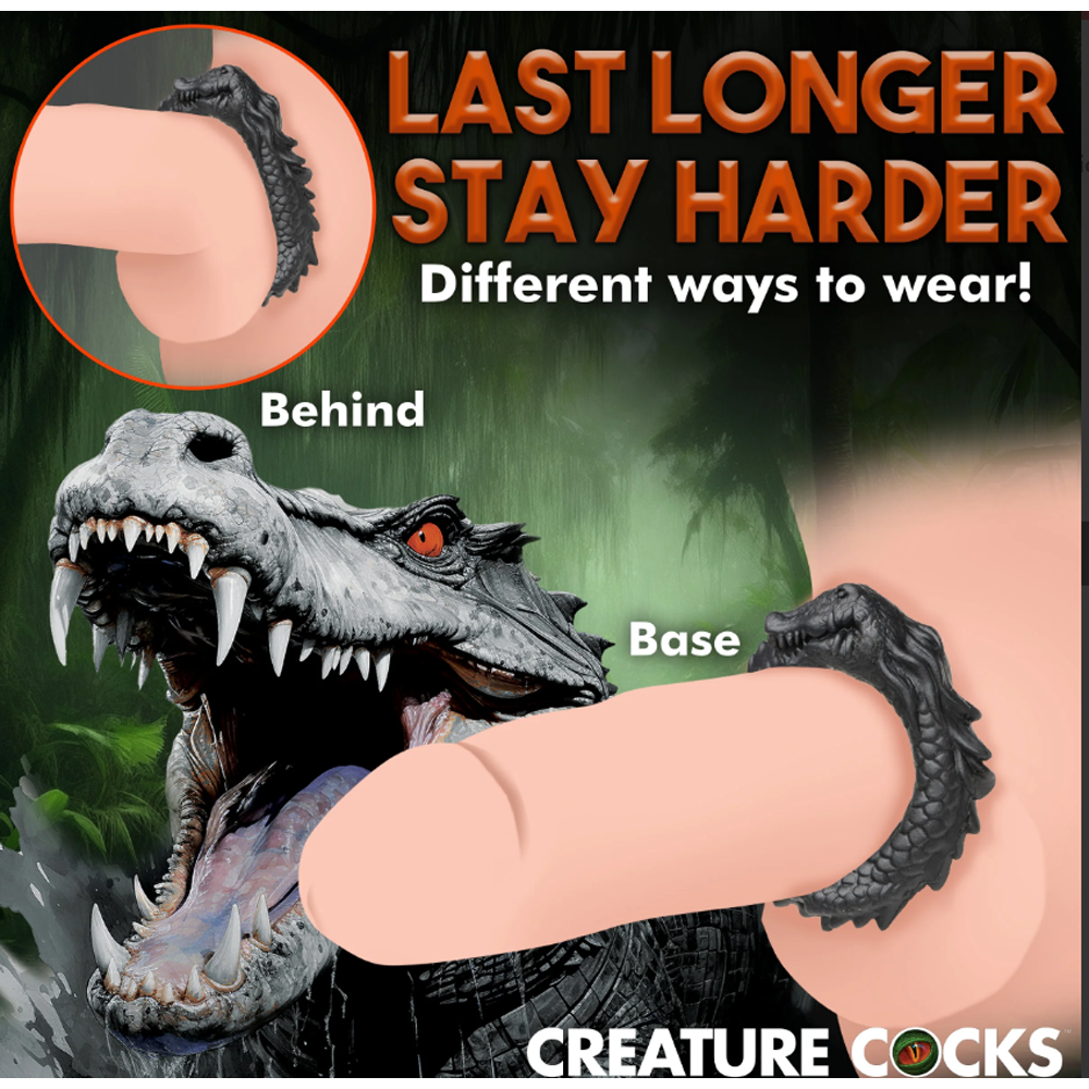 Creature Cocks Black Caiman - Fantasy Silicone Cock Ring