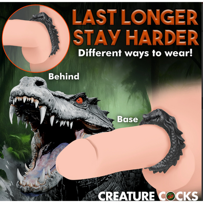 Creature Cocks Black Caiman - Fantasy Silicone Cock Ring