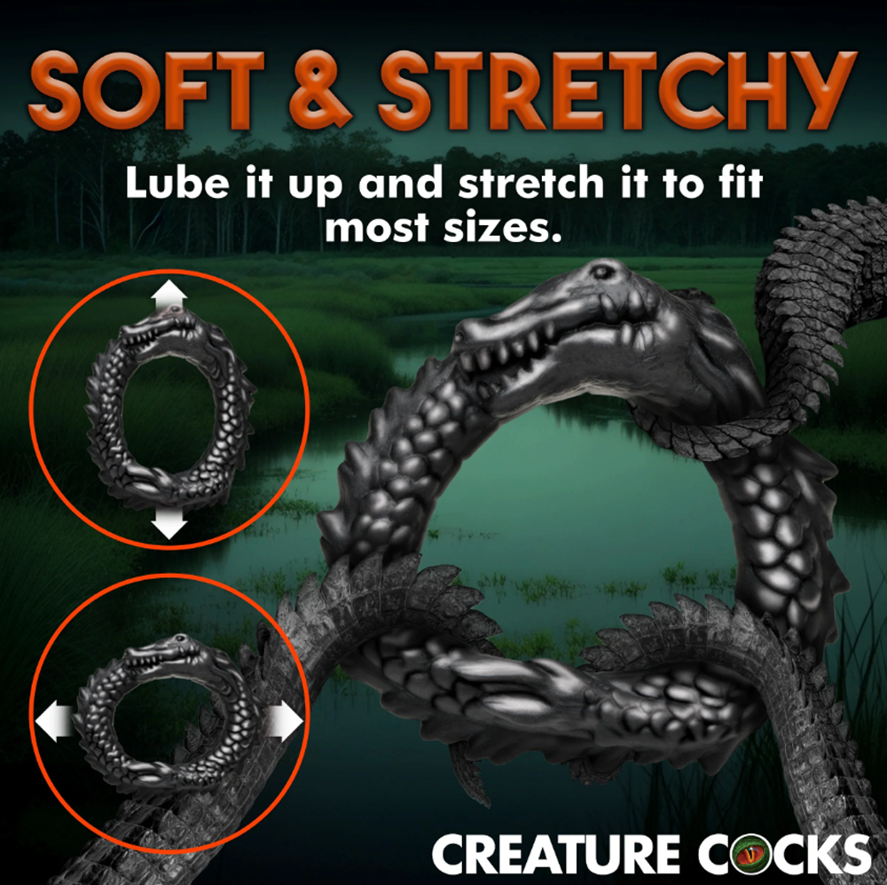 Creature Cocks Black Caiman - Fantasy Silicone Cock Ring