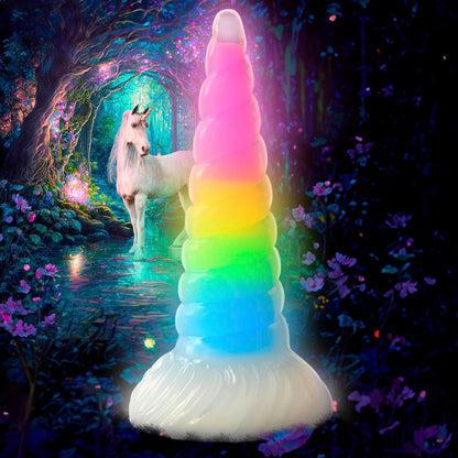 Creature Cocks Uni-Glow - Glow-in-the-Dark Rainbow Unicorn Horn Dildo