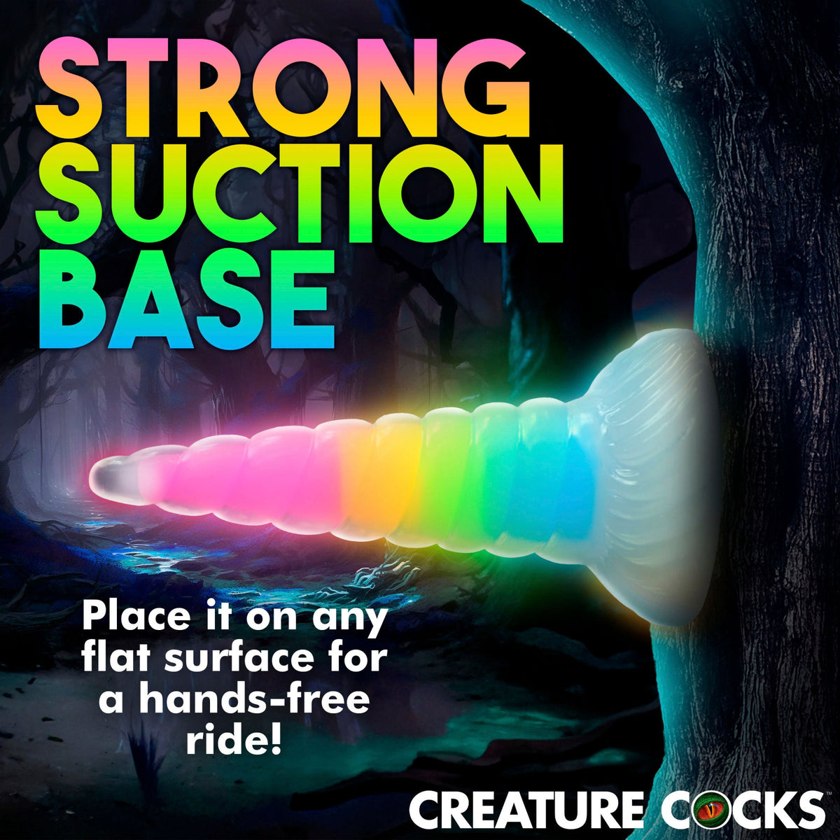 Creature Cocks Uni-Glow - Glow-in-the-Dark Rainbow Unicorn Horn Dildo