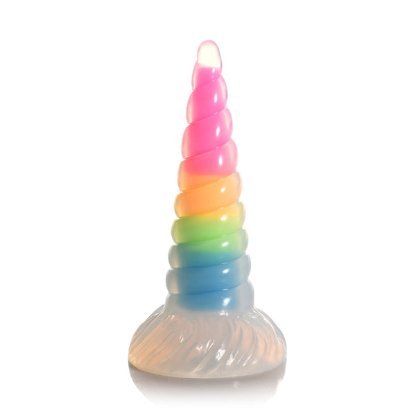 Creature Cocks Uni-Glow - Glow-in-the-Dark Rainbow Unicorn Horn Dildo