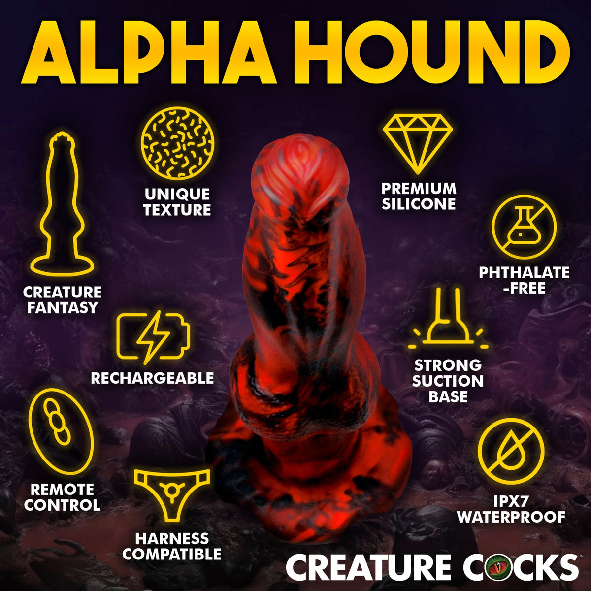Creature Cocks Hell Wolf - Thrusting & Vibrating Canine Fantasy Vibrator