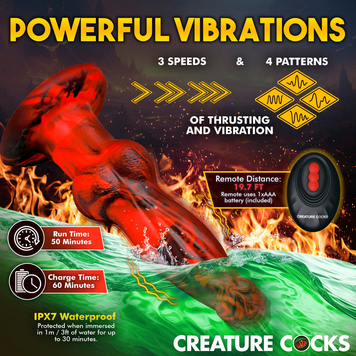 Creature Cocks Hell Wolf - Thrusting & Vibrating Canine Fantasy Vibrator