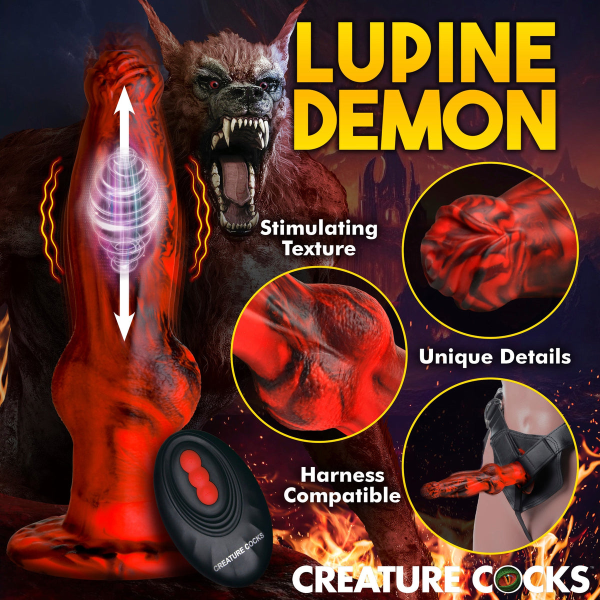 Creature Cocks Hell Wolf - Thrusting & Vibrating Canine Fantasy Vibrator