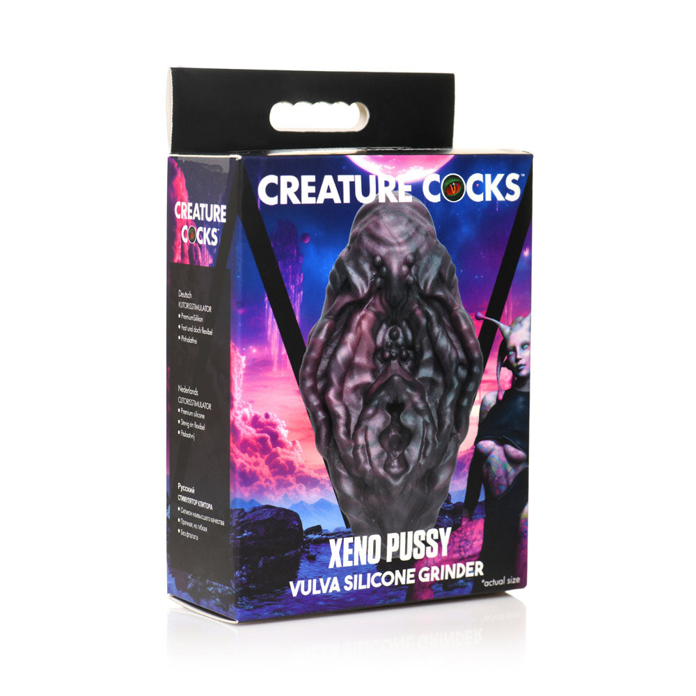 Package of 'Creature Cocks Xeno Pussy - Silicone Vulva Grinder' vulva silicone grinder by Creature Cocks on a white background