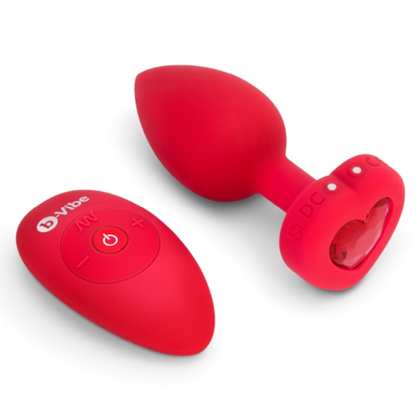 b-Vibe Plug anal vibrant en forme de cœur - Plug anal glamour orné de bijoux avec 15 modes de vibration 