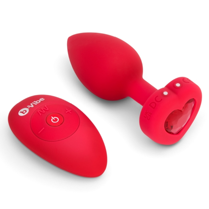b-Vibe Vibrating Heart Plug - Glamorous Jeweled Anal Plug with 15 Patterns