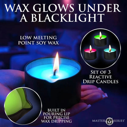 Wicked Wax Blacklight Reactive Drip Candle - Set of 3
