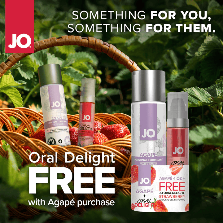 JO Lubricants - JO Agape 4oz + GWP JO Oral Delight Strawberry Arousal Gel 1oz - PlayLoveToys