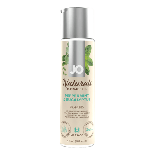 JO Lubricants - JO Naturals - Peppermint & Eucalyptus - Massage 4 floz / 120 mL - PlayLoveToys