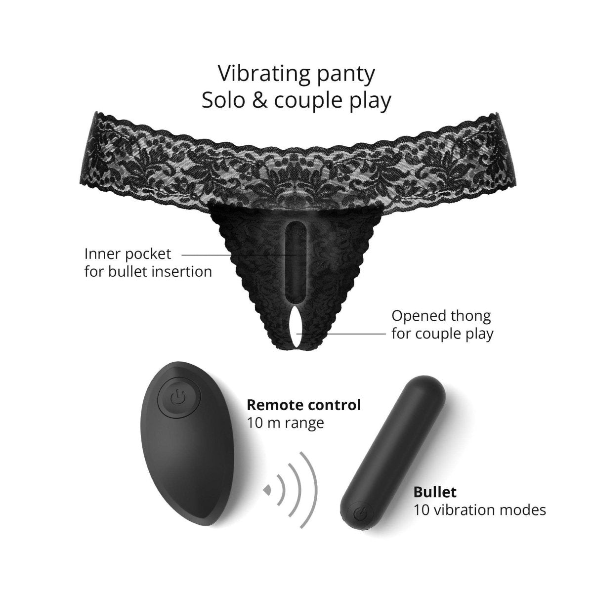 LOVE TO LOVE - SECRET PANTY 2 - BLACK ONYX - PlayLoveToys