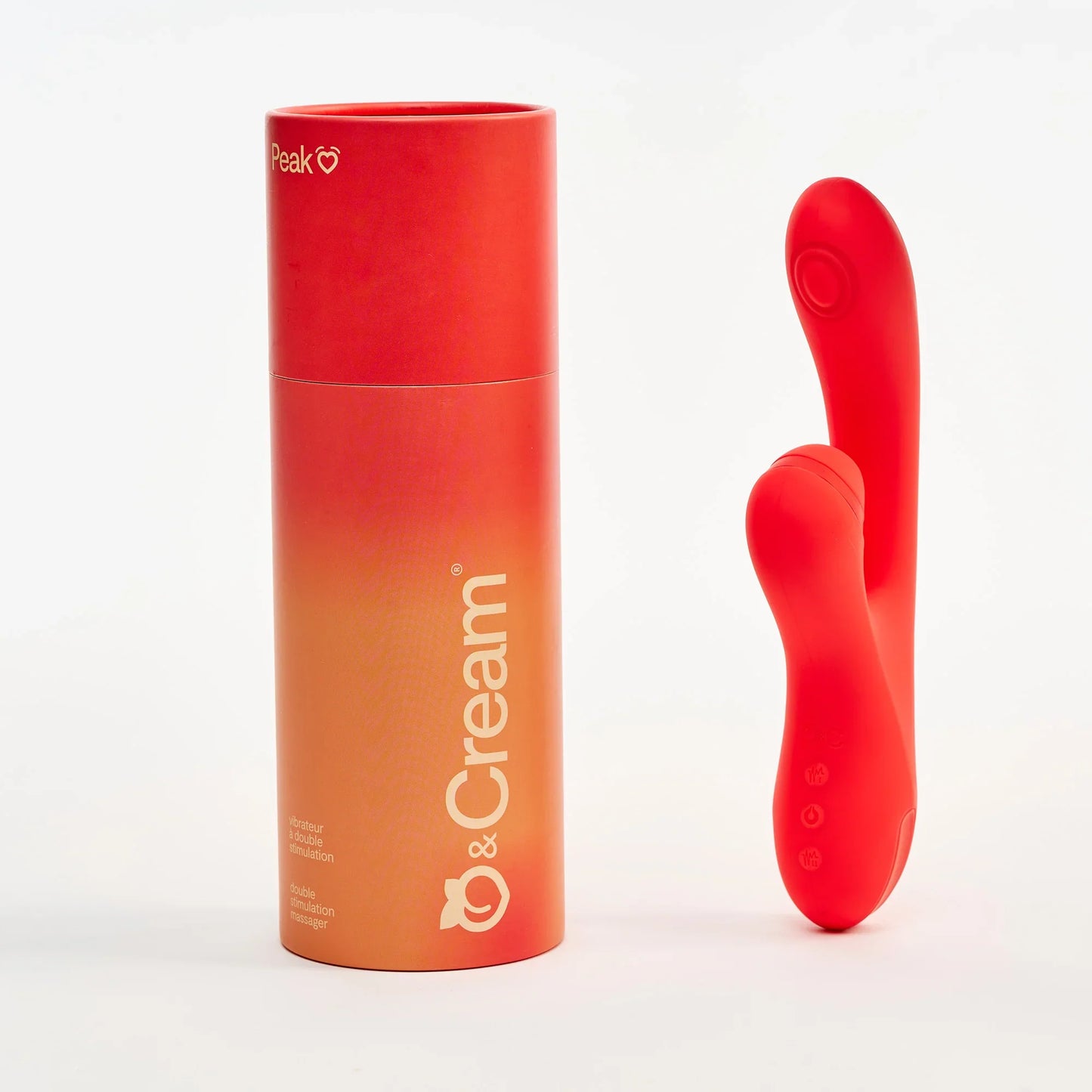 Peach and Cream Peak Dual Stimulation Vibrator - peachy