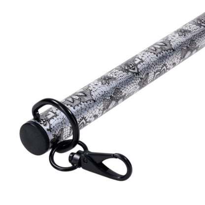 Barra separadora PlayLoveToys de aluminio con diseño de encaje negro y plateado y ganchos de seguridad