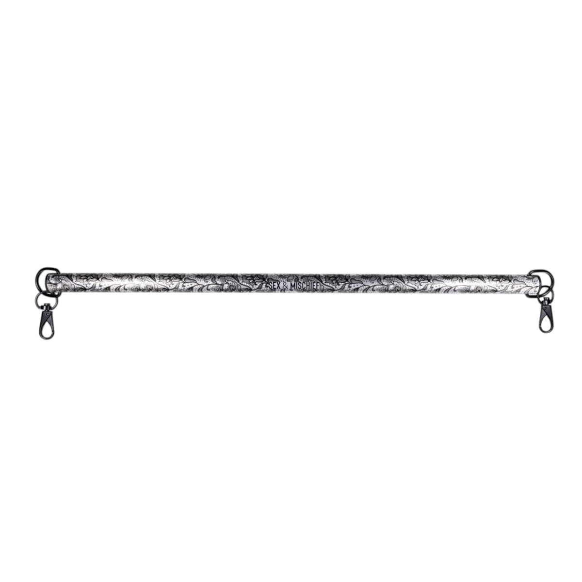 Barra separadora PlayLoveToys de aluminio con diseño de encaje negro y clips de sujeción en los extremos