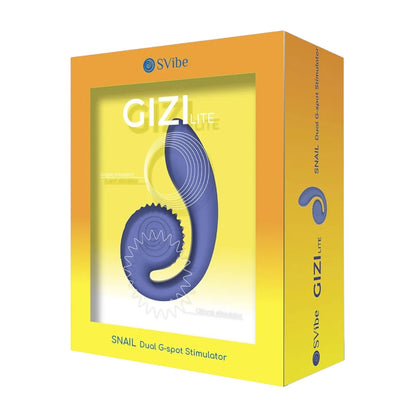 Vibrador PlayLoveToys SVibe GIZI Lite color dragonfruit en su caja amarilla, estimulador dual de silicona suave.
