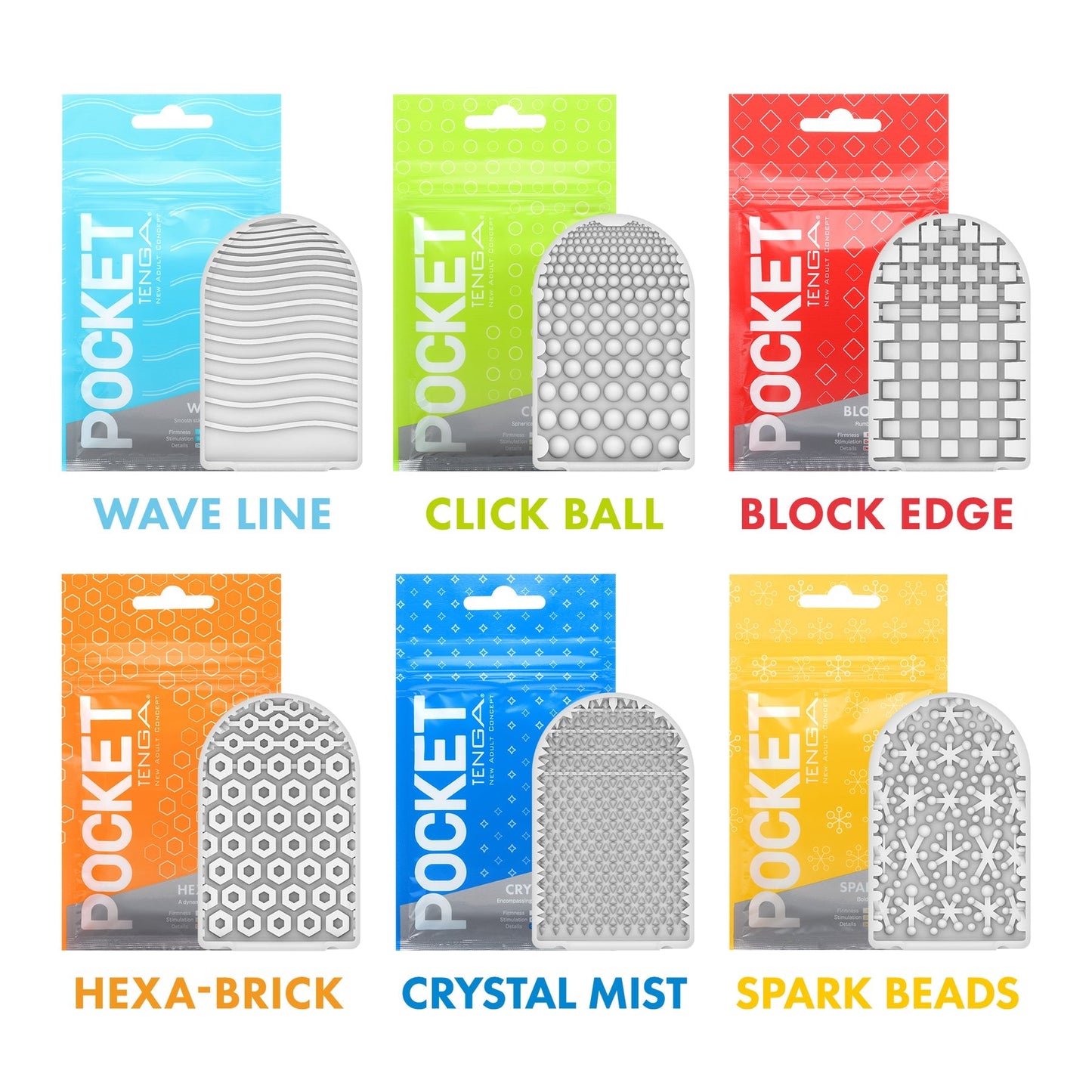 Tenga POCKET - Ultra-Portable Disposable Masturbator 6 Unique Textures